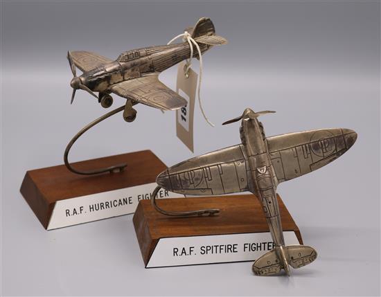 2 silver models - Hurricane & Spitfire